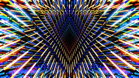 Triangle Mirrored Light Tunnel 2 Color Loop Stock Footage 244808660