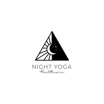 Triangle with moon for yoga logo design vector Ilustração Stock