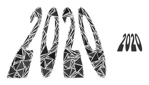 Triangle Mosaic 2020 Perspective Digits Icon Stock Illustration