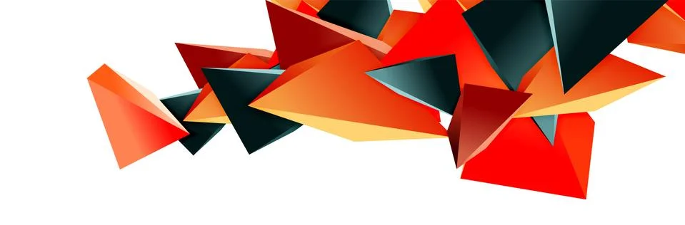 Triangle mosaic abstract background, 3d triangular low poly shapes. Geometric Stock Illustration