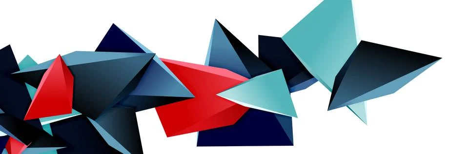 Triangle mosaic abstract background, 3d triangular low poly shapes. Geometric Stock Illustration