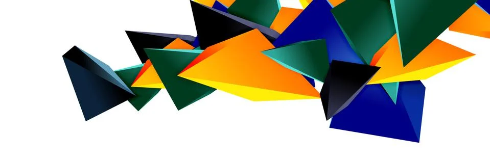 Triangle mosaic abstract background, 3d triangular low poly shapes. Geometric Stock Illustration