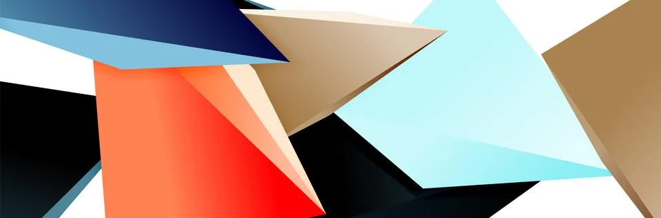 Triangle mosaic abstract background, 3d triangular low poly shapes. Geometric Stock Illustration