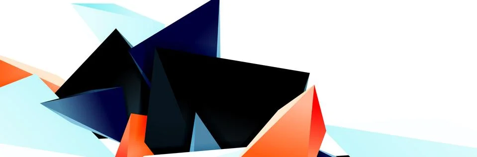 Triangle mosaic abstract background, 3d triangular low poly shapes. Geometric Stock Illustration