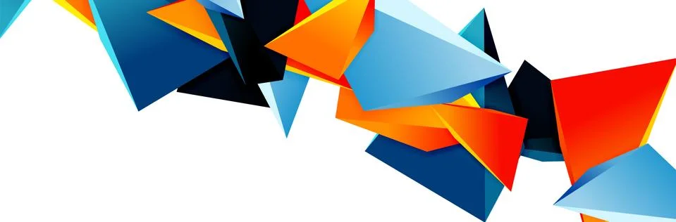 Triangle mosaic abstract background, 3d triangular low poly shapes. Geometric Ilustração Stock