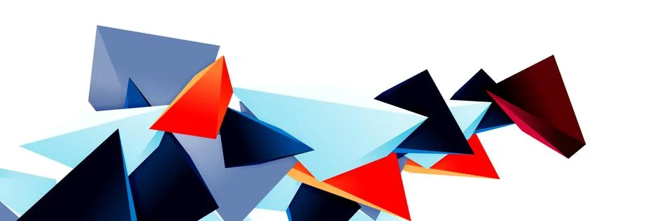 Triangle mosaic abstract background, 3d triangular low poly shapes. Geometric Ilustração Stock