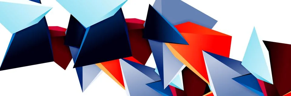 Triangle mosaic abstract background, 3d triangular low poly shapes. Geometric Ilustração Stock