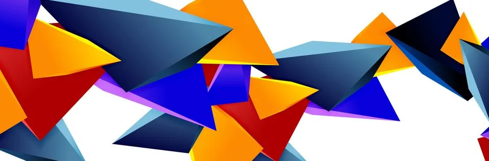 Triangle mosaic abstract background, 3d triangular low poly shapes. Geometric Stock Illustration