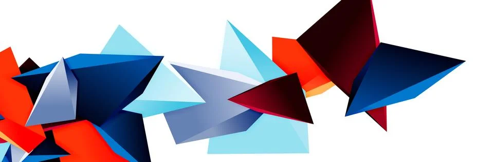 Triangle mosaic abstract background, 3d triangular low poly shapes. Geometric Ilustração Stock