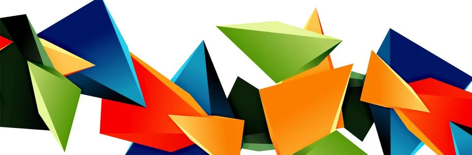 Triangle mosaic abstract background, 3d triangular low poly shapes. Geometric Stock Illustration