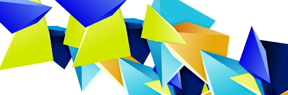 Triangle mosaic abstract background, 3d triangular low poly shapes. Geometric Ilustração Stock