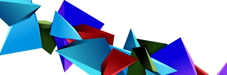 Triangle mosaic abstract background, 3d triangular low poly shapes. Geometric Ilustração Stock