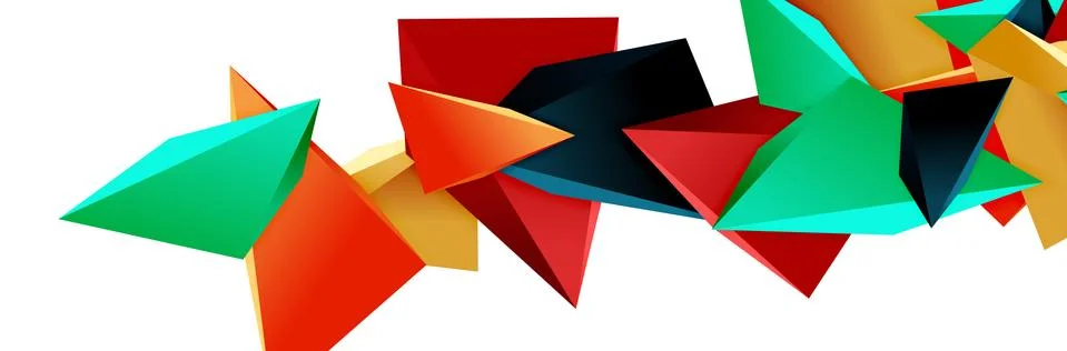 Triangle mosaic abstract background, 3d triangular low poly shapes. Geometric Stock Illustration