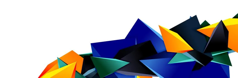Triangle mosaic abstract background, 3d triangular low poly shapes. Geometric Ilustração Stock