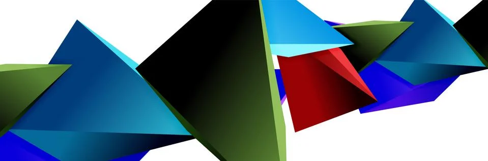 Triangle mosaic abstract background, 3d triangular low poly shapes. Geometric Ilustração Stock