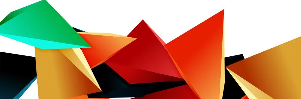 Triangle mosaic abstract background, 3d triangular low poly shapes. Geometric Stock Illustration