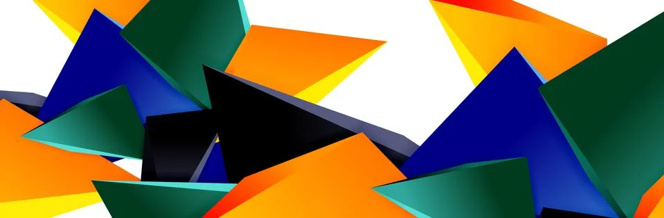 Triangle mosaic abstract background, 3d triangular low poly shapes. Geometric Ilustração Stock