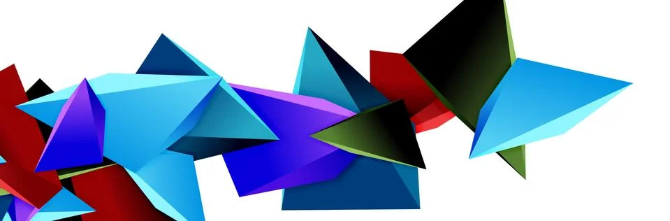Triangle mosaic abstract background, 3d triangular low poly shapes. Geometric Ilustração Stock