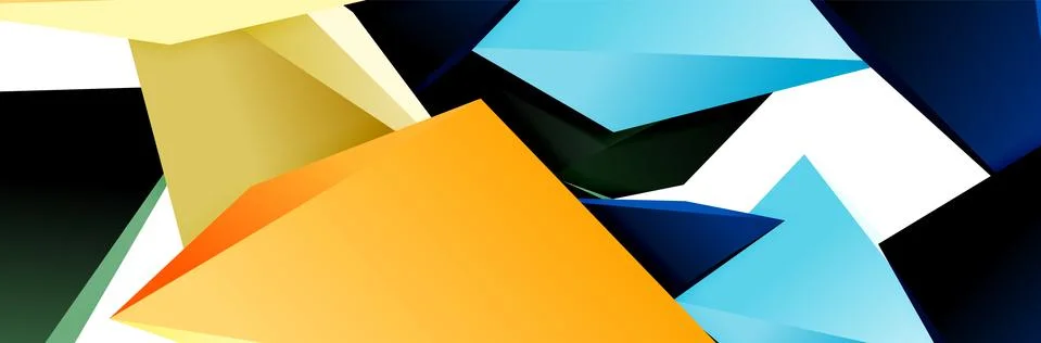 Triangle mosaic abstract background, 3d triangular low poly shapes. Geometric Stock Illustration