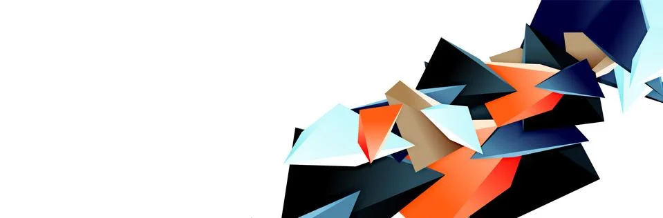 Triangle mosaic abstract background, 3d triangular low poly shapes. Geometric Stockillustratie