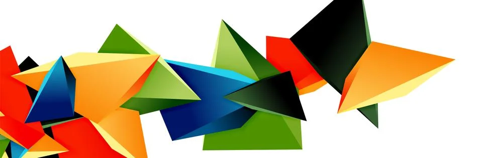 Triangle mosaic abstract background, 3d triangular low poly shapes. Geometric Ilustração Stock