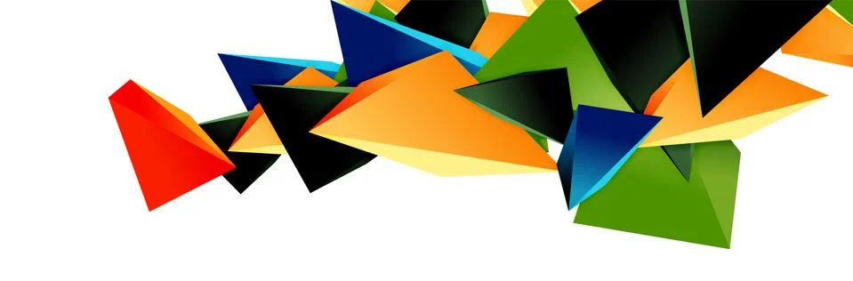 Triangle mosaic abstract background, 3d triangular low poly shapes. Geometric Stockillustratie