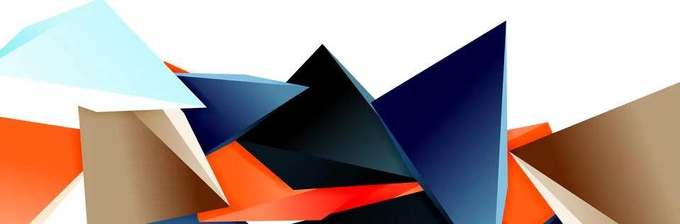 Triangle mosaic abstract background, 3d triangular low poly shapes. Geometric Ilustração Stock
