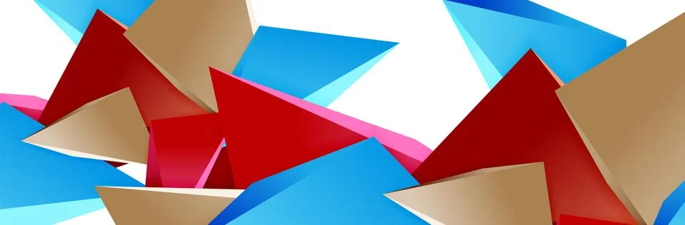 Triangle mosaic abstract background, 3d triangular low poly shapes. Geometric Stock Illustration