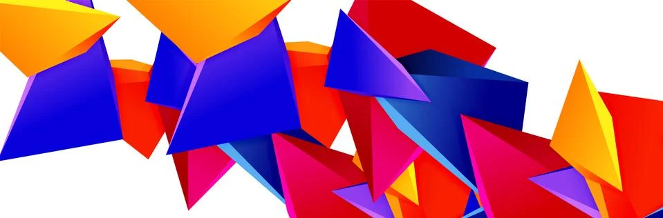 Triangle mosaic abstract background, 3d triangular low poly shapes. Geometric Stock Illustration