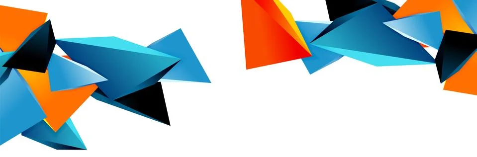 Triangle mosaic abstract background, 3d triangular low poly shapes. Geometric Stock Illustration