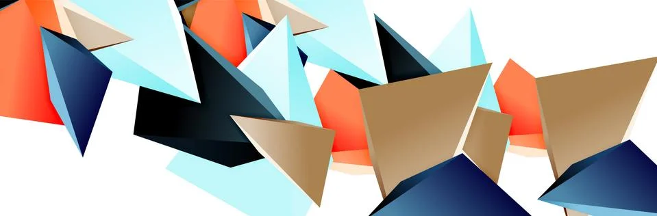 Triangle mosaic abstract background, 3d triangular low poly shapes. Geometric Illustrazione stock