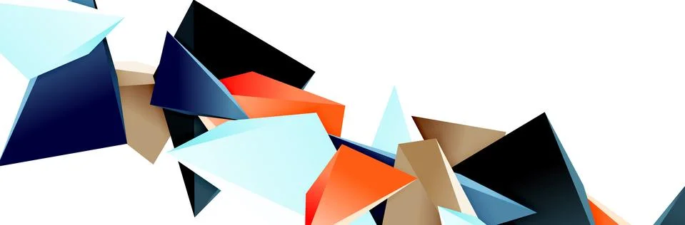 Triangle mosaic abstract background, 3d triangular low poly shapes. Geometric Stock Illustration