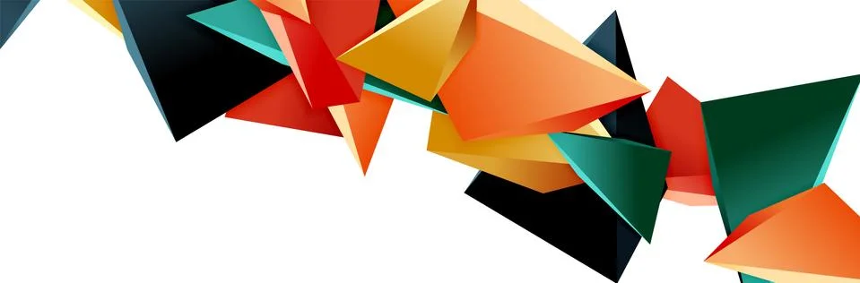 Triangle mosaic abstract background, 3d triangular low poly shapes. Geometric Stock Illustration