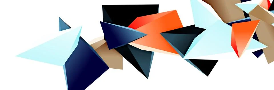 Triangle mosaic abstract background, 3d triangular low poly shapes. Geometric Illustrazione stock