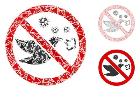 Triangle Mosaic Forbidden Bird Flu Icon and Vector Mesh Network Model Stock Illustration