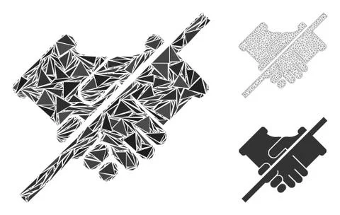 Triangle Mosaic Forbidden Handshake Icon and Vector Mesh Wire Frame Model Illustrazione stock