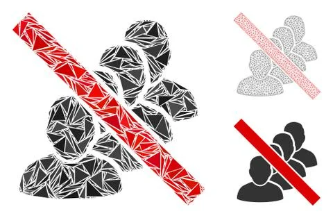 Triangle Mosaic Forbidden People Queue Icon and Vector Mesh Carcass Model Stock Illustration