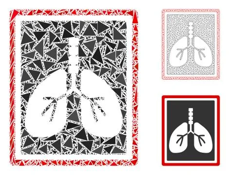 Triangle Mosaic Lungs X-Ray Photo Icon and Vector Mesh Wire Frame Model Stock Illustration