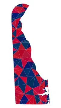 Triangle Mosaic Map of Delaware State in American Colors Stock Illustration