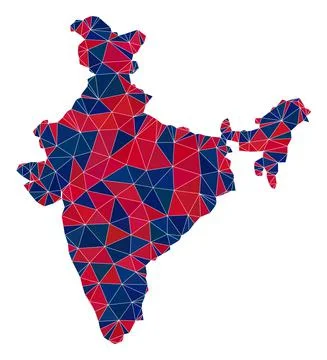 Triangle Mosaic Map of India in American Colors 스톡 일러스트