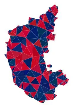 Triangle Mosaic Map of Karnataka State in American Colors 스톡 일러스트