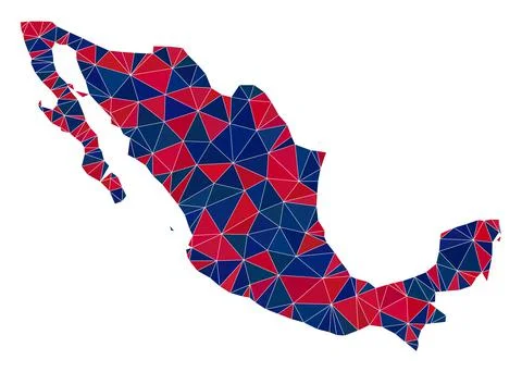 Triangle Mosaic Map of Mexico in American Colors Stock Illustration