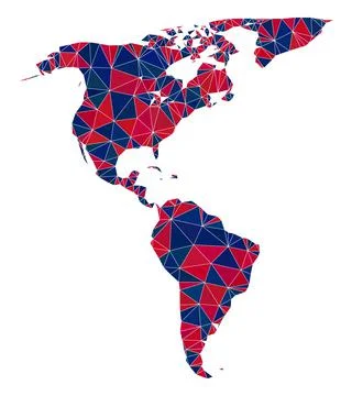 Triangle Mosaic Map of South and North America in American Colors Stock Illustration
