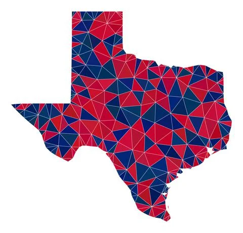 Triangle Mosaic Map of Texas State in American Colors Illustrazione stock