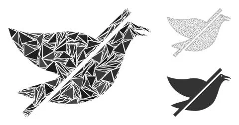 Triangle Mosaic No Bird Icon and Vector Mesh Wire Frame Model Illustrazione stock