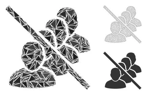 Triangle Mosaic No People Queue Icon and Vector Mesh Carcass Model Stock Illustration