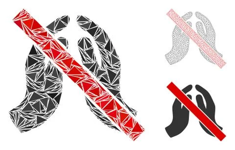 Triangle Mosaic No Praying Hands Icon and Vector Mesh Wire Frame Model Illustrazione stock