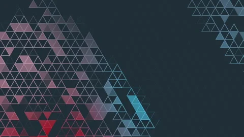 Triangle mosaic pattern loop geometric dark blue background. Red and blue shape. Stock Footage 281563069
