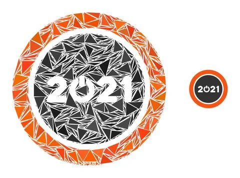 Triangle Mosaic Start 2021 Round Button Icon Illustrazione stock