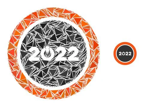 Triangle Mosaic Start 2022 Round Button Icon Illustrazione stock